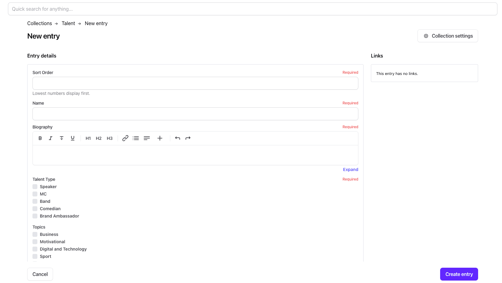 Example of a collection 